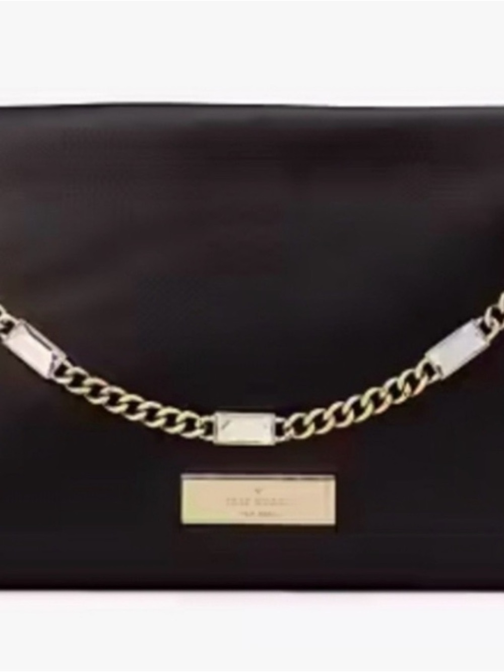 NWT Kate Spade Anya Black Shoulder Bag with Crystal Gold Chain Strap